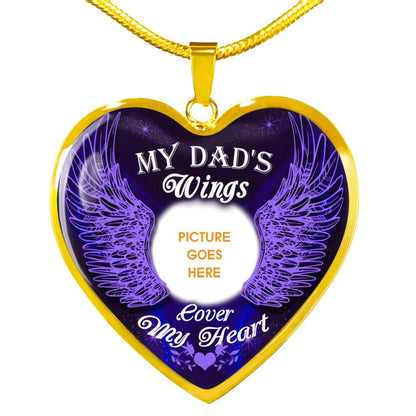 Personalized Memorial Heart Necklace Wings Cover My Heart Custom Memorial Gift M671