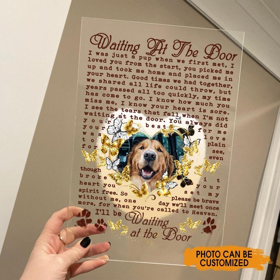 Personalized Memorial Rectangle Plaque Waiting At The Door Custom Dog Memorial Gift M678