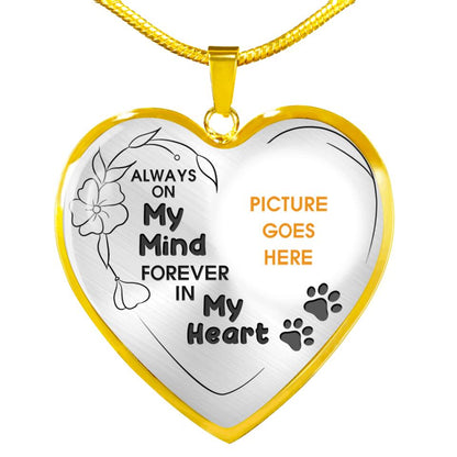 Personalized Memorial Heart Necklace Always On My Mind Custom Pet Memorial Gift M677