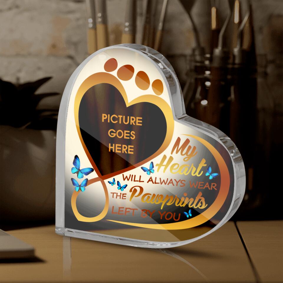 Personalized Memorial Heart Crystal Keepsake My Heart Will Always Wear Custom Dog Memorial Gift M682