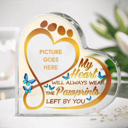 Personalized Memorial Heart Crystal Keepsake My Heart Will Always Wear Custom Dog Memorial Gift M682