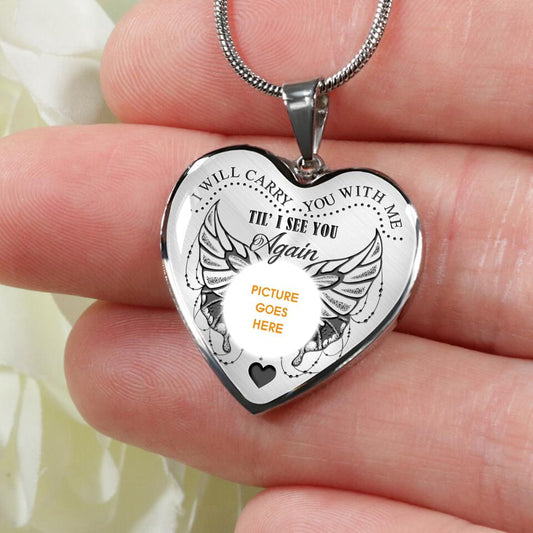 Personalized Memorial Heart Necklace I ll Carry You With Me Custom Memorial Gift M687