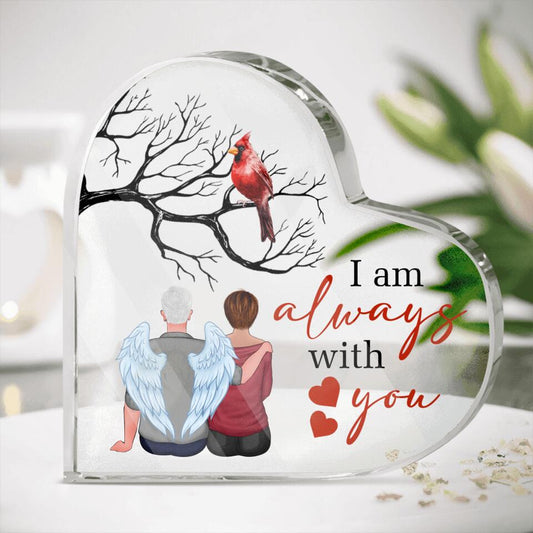 Personalized Memorial Heart Crystal Keepsake I Am Always With You Custom Memorial Gift M685