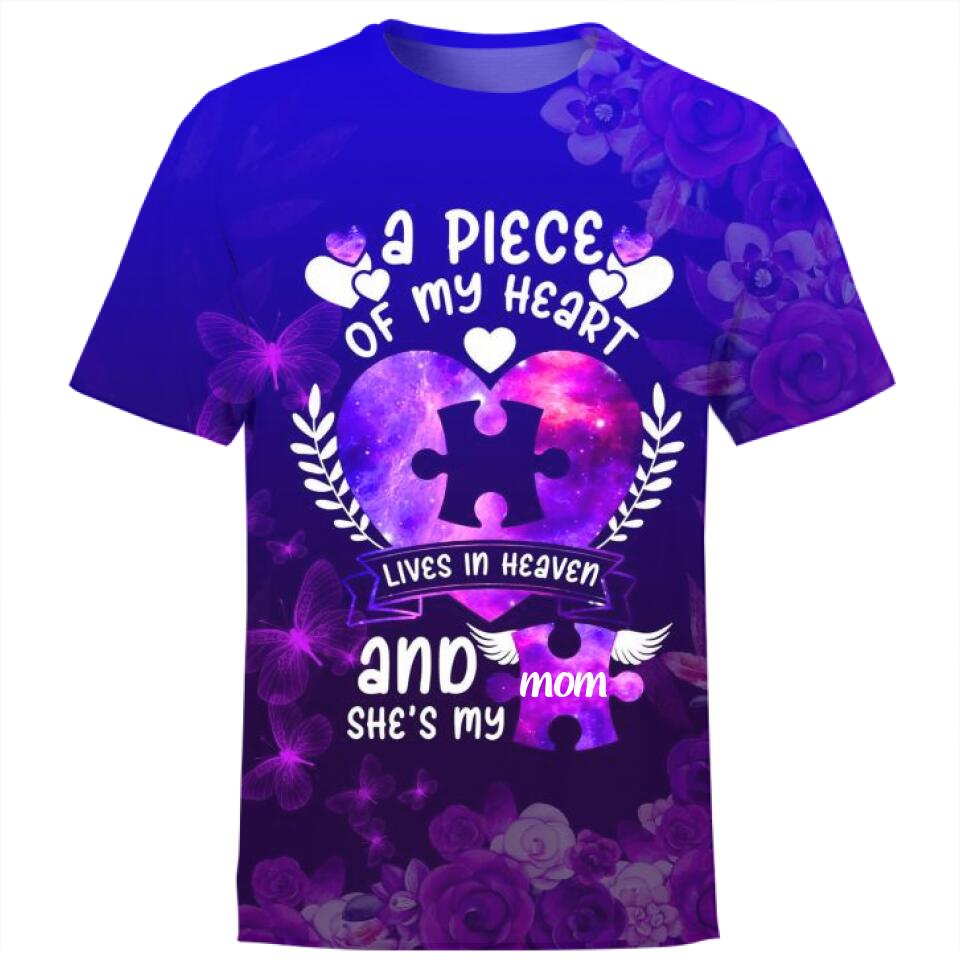 Personalized Memorial T-shirt A Piece Of My Heart Custom Memorial Gift M683