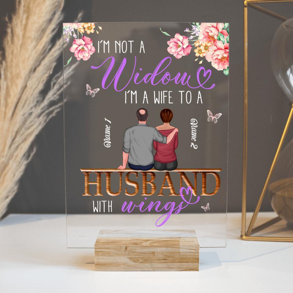 Personalized Memorial Rectangle Plaque Im Not A Widow Husband Wings Custom Memorial Gift M665A