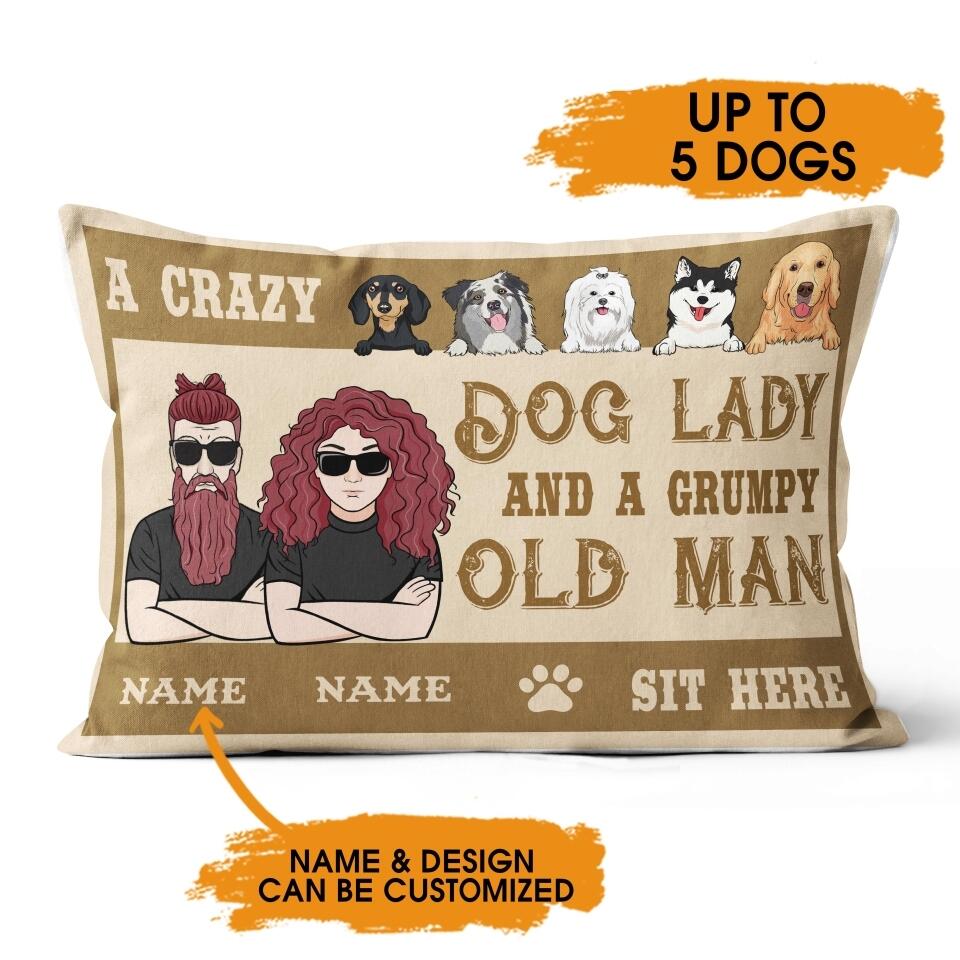 Personalized Dog Pillow A Crazy Dog Lady Pillow Custom Family Gift D29