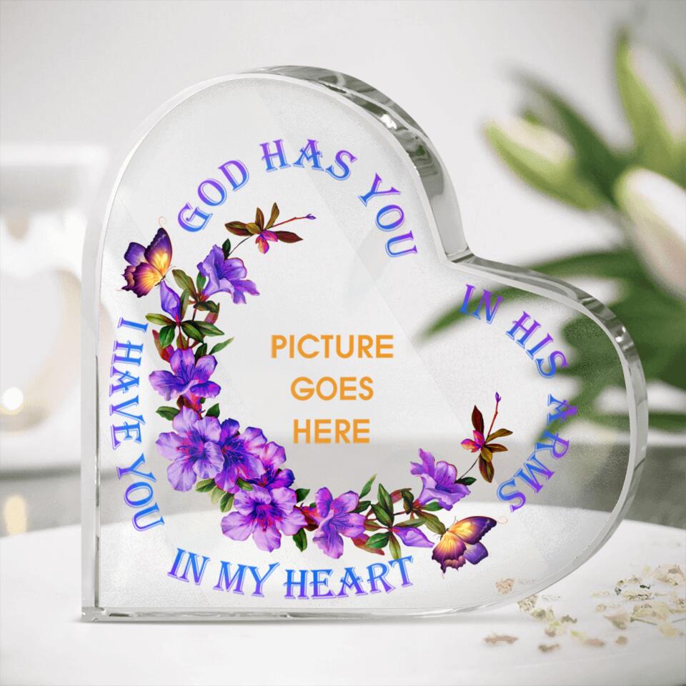 Personalized Memorial Heart Crystal Keepsake God Has You In His Arms Custom Memorial Gift M610A