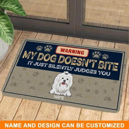 Personalized Dog Doormat My Dogs Don't Bite They Just Silently Judge You Custom Dog Gift D34