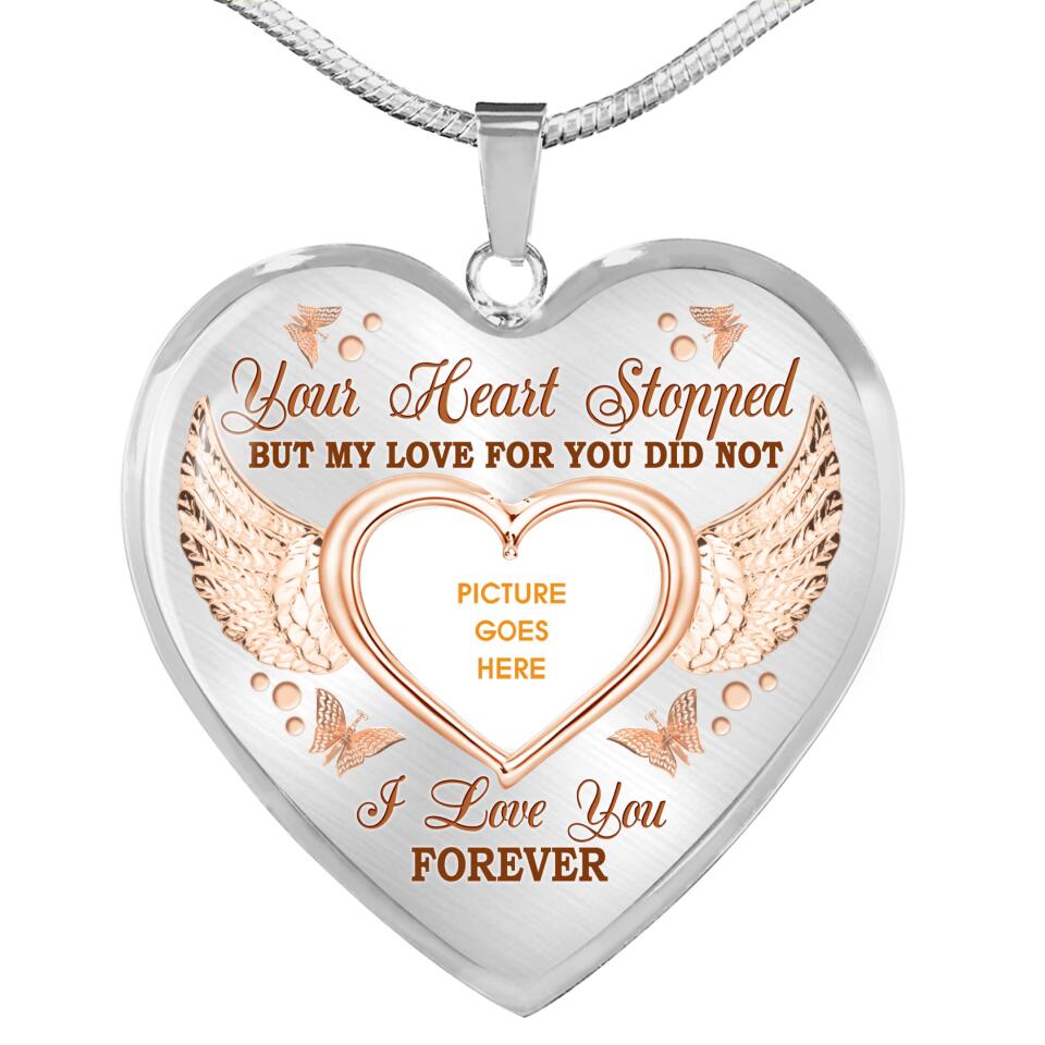 Personalized Memorial Heart Necklace Your Heart Stopped Custom Memorial Gift M709
