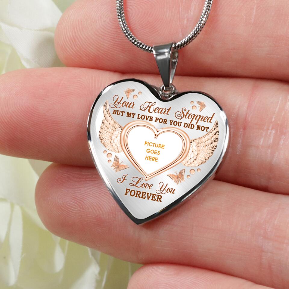 Personalized Memorial Heart Necklace Your Heart Stopped Custom Memorial Gift M709