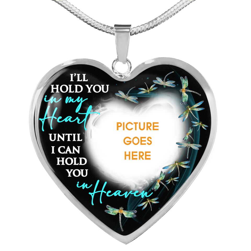 Personalized Memorial Heart Necklace I'll Hold You in My Heart Dragonfly Custom Memorial Gift M714