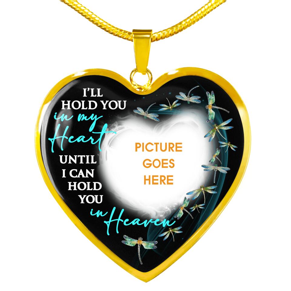 Personalized Memorial Heart Necklace I'll Hold You in My Heart Dragonfly Custom Memorial Gift M714