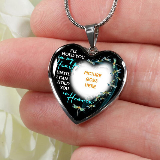 Personalized Memorial Heart Necklace I'll Hold You in My Heart Dragonfly Custom Memorial Gift M714