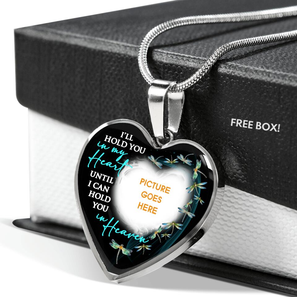 Personalized Memorial Heart Necklace I'll Hold You in My Heart Dragonfly Custom Memorial Gift M714