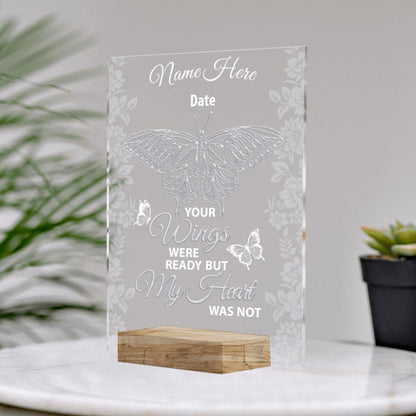 Personalized Memorial Rectangle Plaque Your Wings Were Ready Custom Memorial Gift M722
