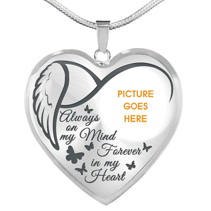 Personalized Memorial Heart Necklace Always On My Mind Custom Memorial Gift M727