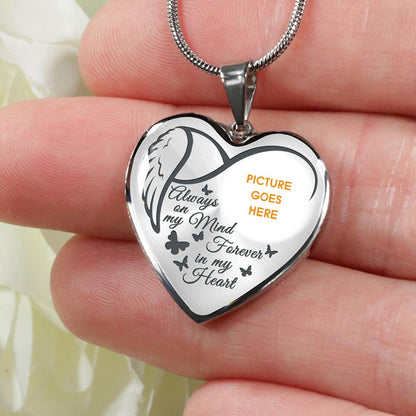 Personalized Memorial Heart Necklace Always On My Mind Custom Memorial Gift M727