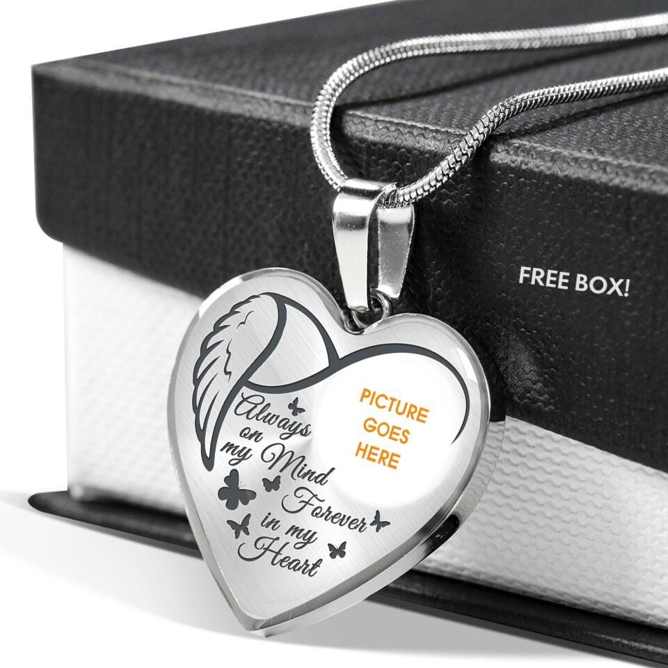 Personalized Memorial Heart Necklace Always On My Mind Custom Memorial Gift M727
