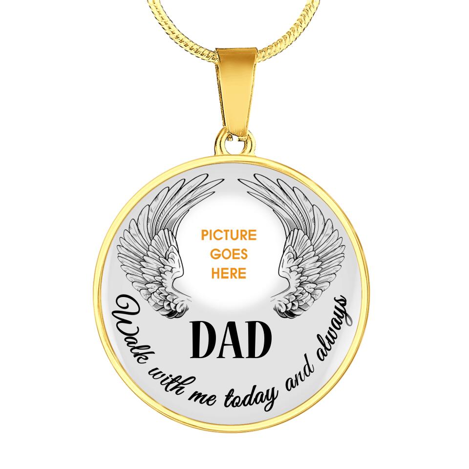 Personalized Memorial Round Necklace Walk With Me Today And Always Custom Memorial Gift M730