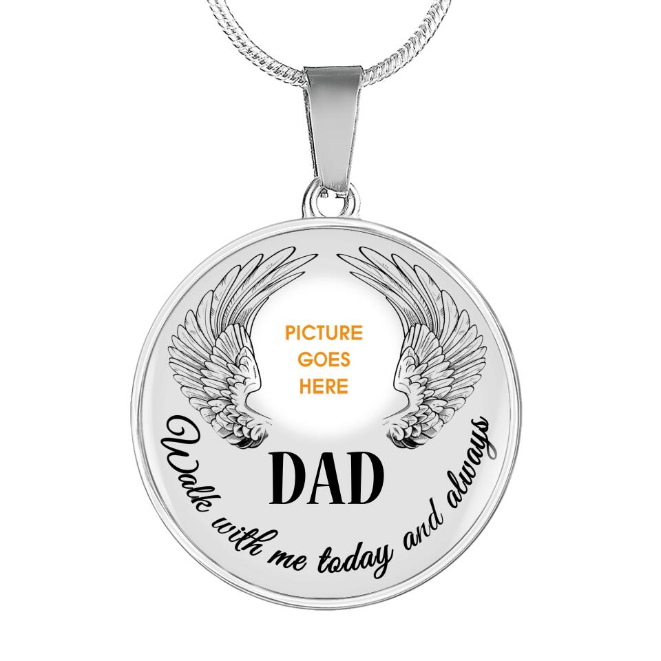 Personalized Memorial Round Necklace Walk With Me Today And Always Custom Memorial Gift M730