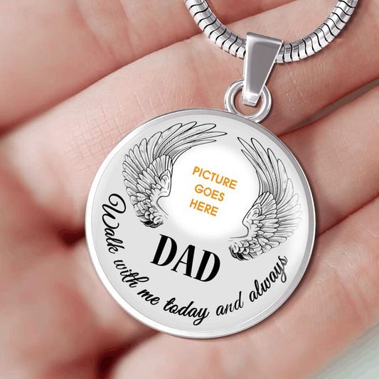 Personalized Memorial Round Necklace Walk With Me Today And Always Custom Memorial Gift M730