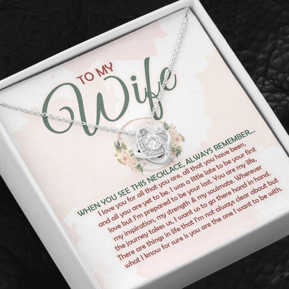 Personalized Memorial Knot Necklace To My Wife Message Card Gifr F178