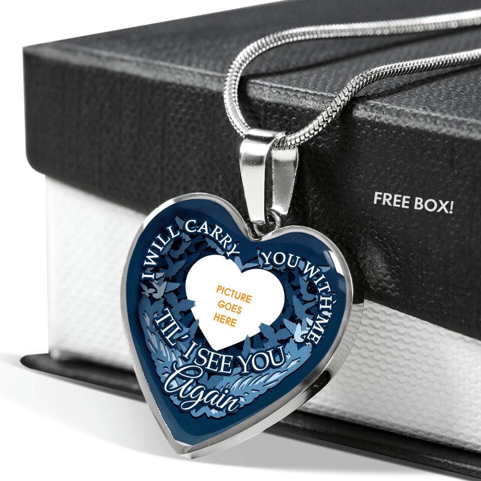 Personalized Memorial Heart Necklace I Will Carry You Custom Memorial Gift M731