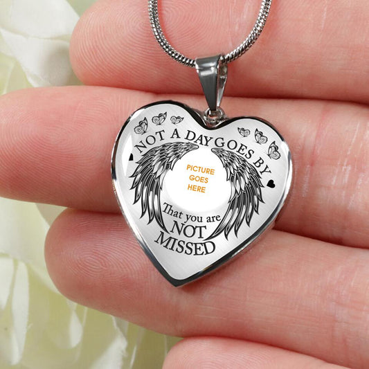 Personalized Memorial Heart Necklace Not A Day Goes By Custom Memorial Gift M737