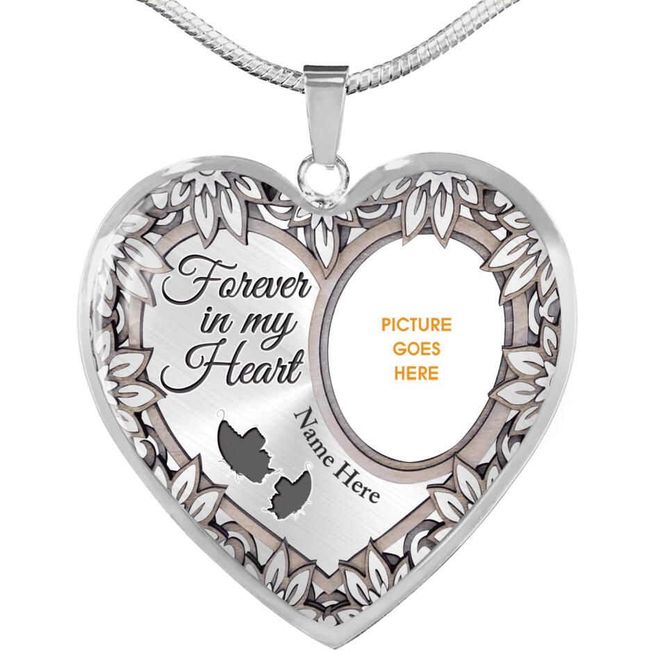 Personalized Memorial Heart Necklace FOrever In My Heart Custom Memorial Gift M739A