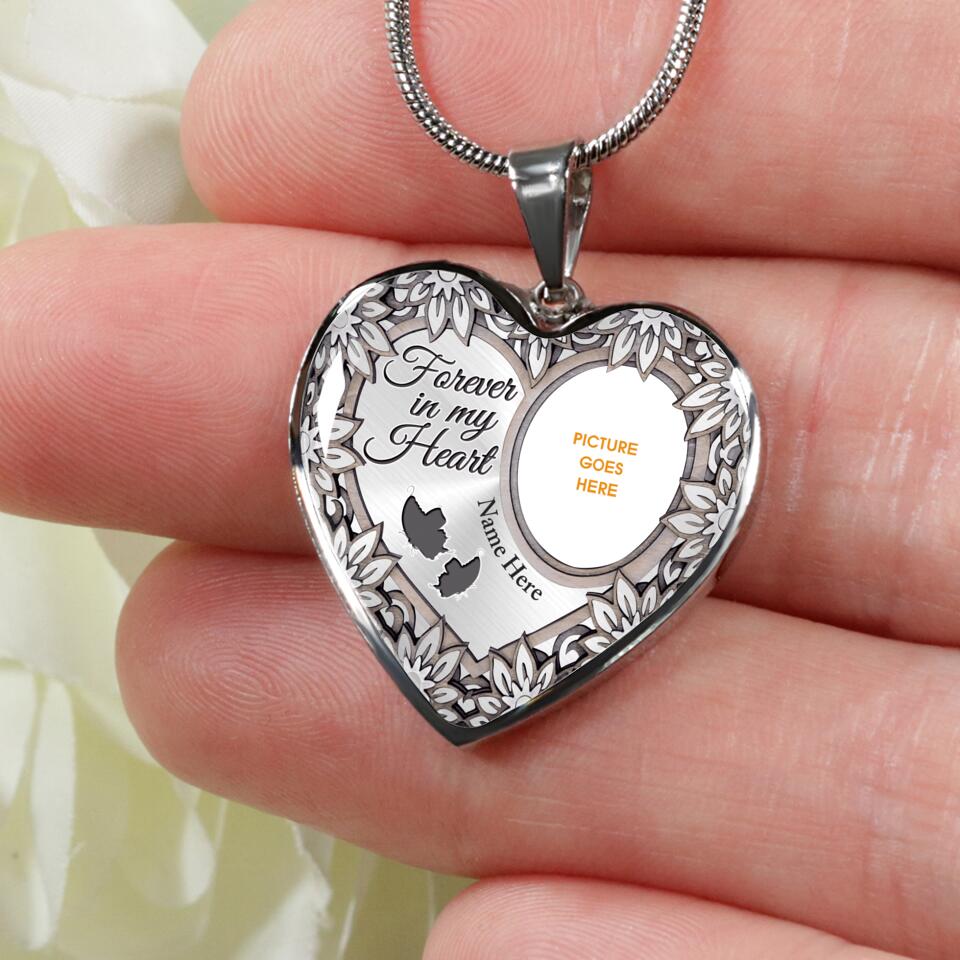 Personalized Memorial Heart Necklace FOrever In My Heart Custom Memorial Gift M739A