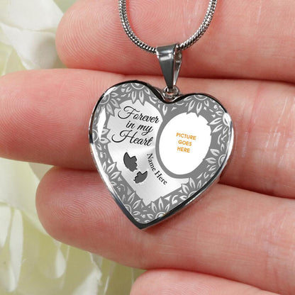 Personalized Memorial Heart Necklace FOrever In My Heart Custom Memorial Gift M739B