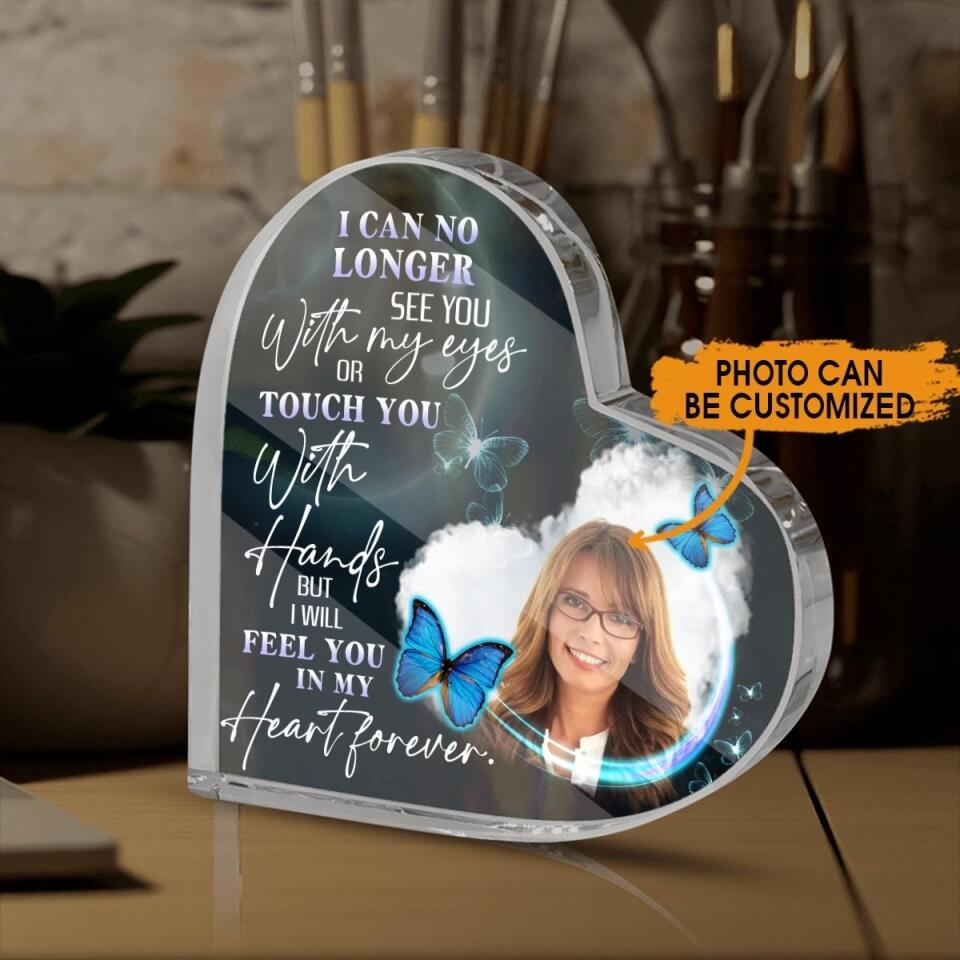 Personalized Memorial Heart Crystal Keepsake I Can No Longer See You Custom Memorial Gift M747