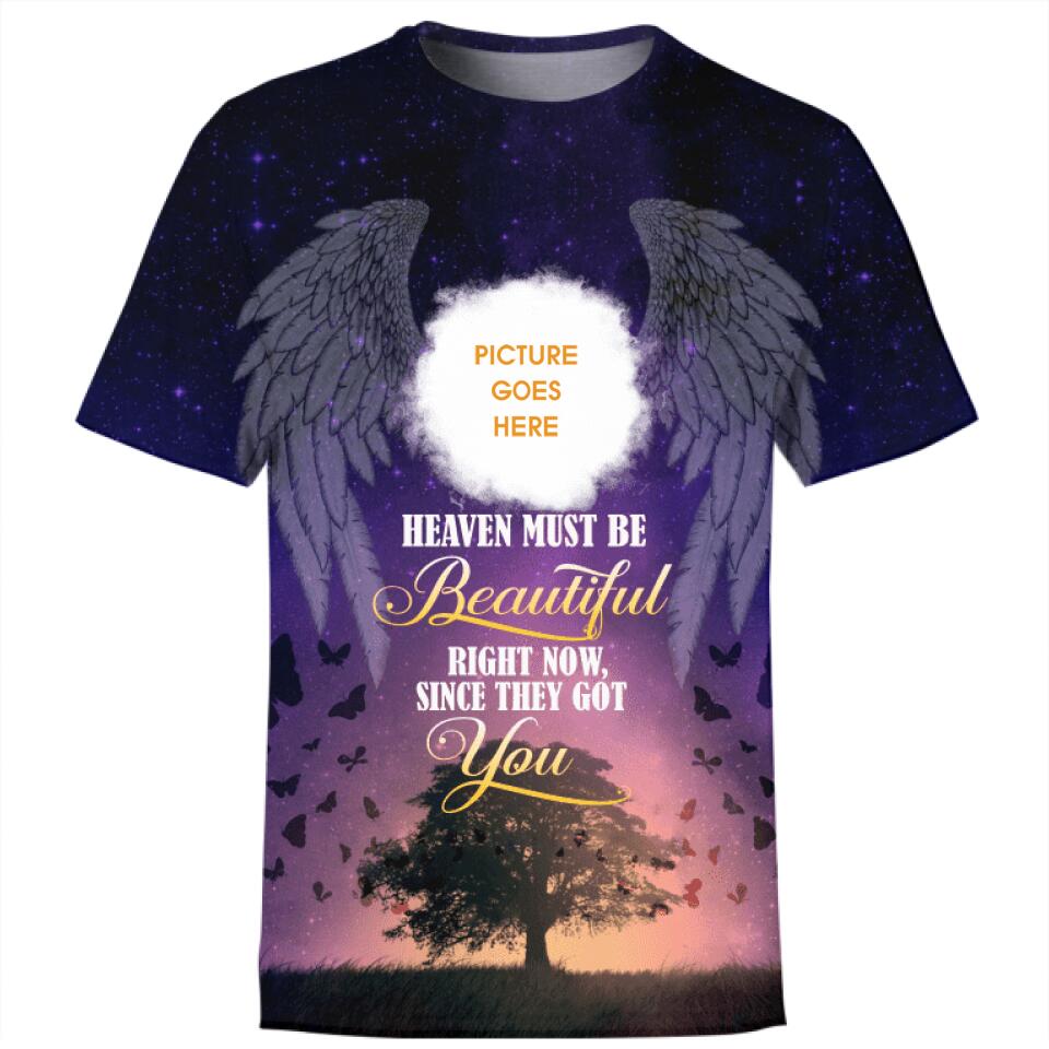 Personalized Memorial T-shirt Heaven Must Be Beautiful Custom Memorial Gift M750