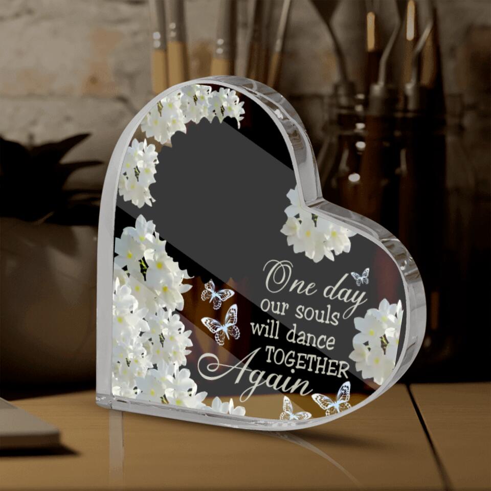 Personalized Memorial Heart Crystal Keepsake One Day Our Soul Will Dance Custom Memorial Gift M757