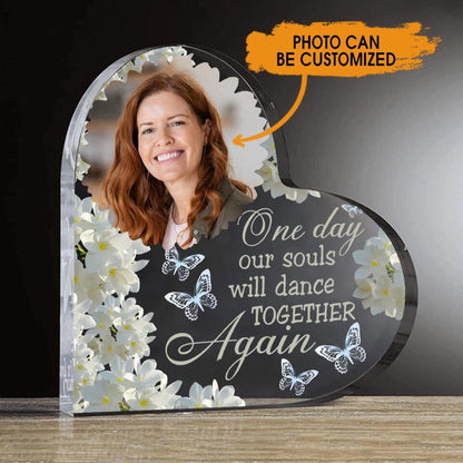 Personalized Memorial Heart Crystal Keepsake One Day Our Soul Will Dance Custom Memorial Gift M757