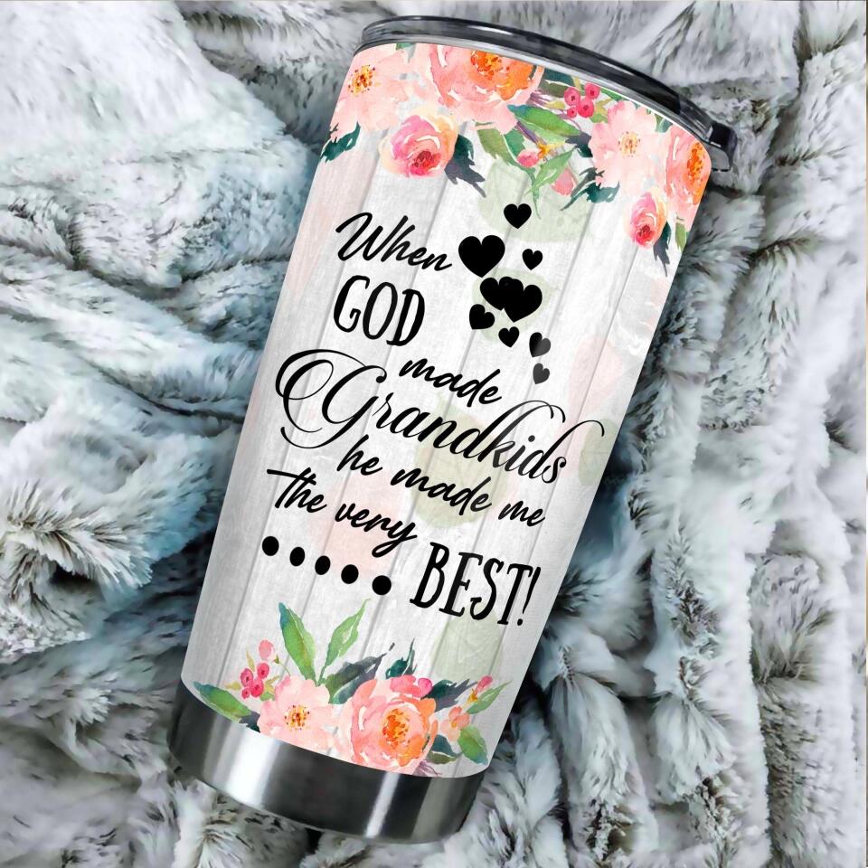 Personalized Family Tumbler When God Made Grandkids Custom Grandparent Gift F179