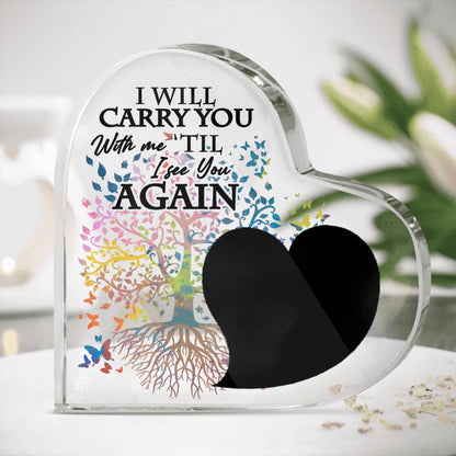 Personalized Memorial Heart Crystal Keepsake I Will Carry You Custom Memorial Gift M764