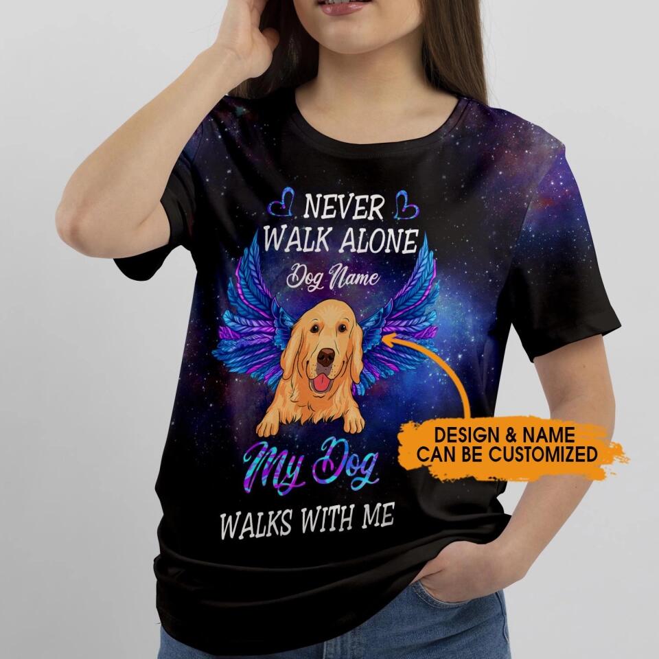 Personalized Memorial T-shirt Never Walk Alone My Dog Walks With Me Custom Memorial Gift M767