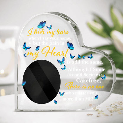 Personalized Memorial Heart Crystal Keepsake I Hide My Tears Custom Memorial Gift M770