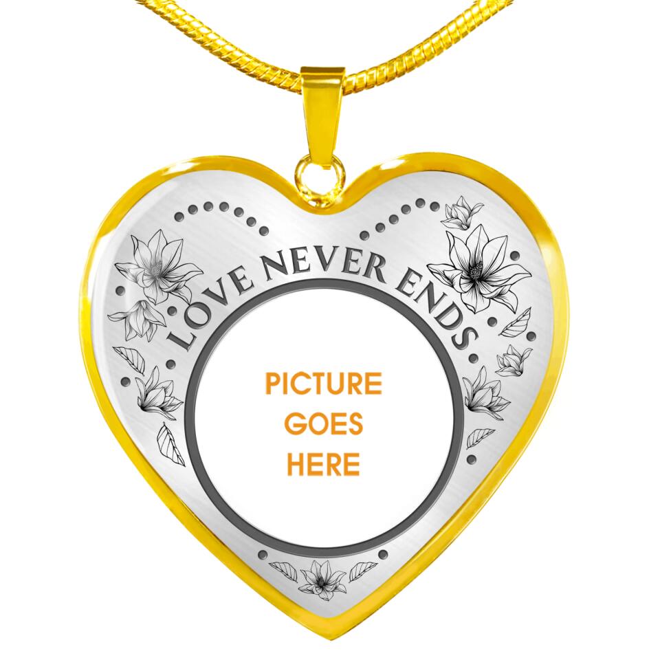 Personalized Memorial Heart Necklace Love Never Ends Custom Memorial Gift M774