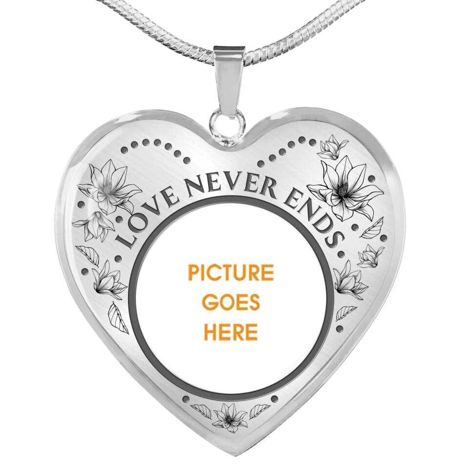 Personalized Memorial Heart Necklace Love Never Ends Custom Memorial Gift M774