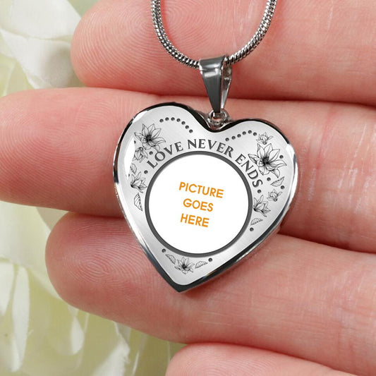 Personalized Memorial Heart Necklace Love Never Ends Custom Memorial Gift M774