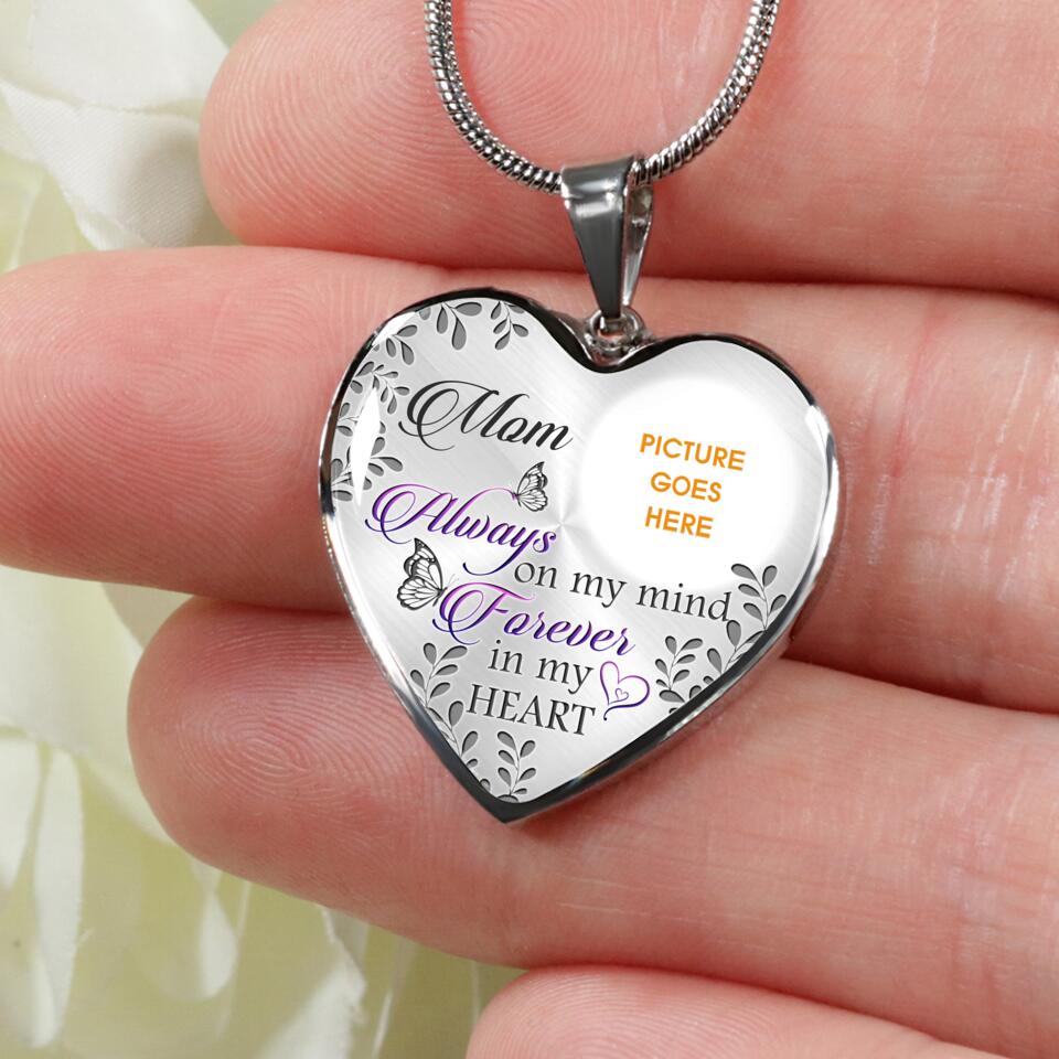 Personalized Memorial Heart Necklace Always On My Mind Forever In My Heart Custom Memorial Gift M777