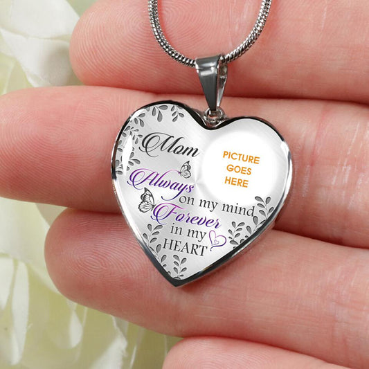 Personalized Memorial Heart Necklace Always On My Mind Forever In My Heart Custom Memorial Gift M777
