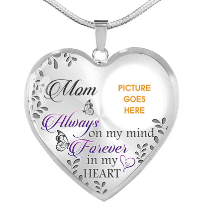 Personalized Memorial Heart Necklace Always On My Mind Forever In My Heart Custom Memorial Gift M777