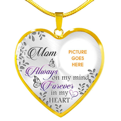 Personalized Memorial Heart Necklace Always On My Mind Forever In My Heart Custom Memorial Gift M777