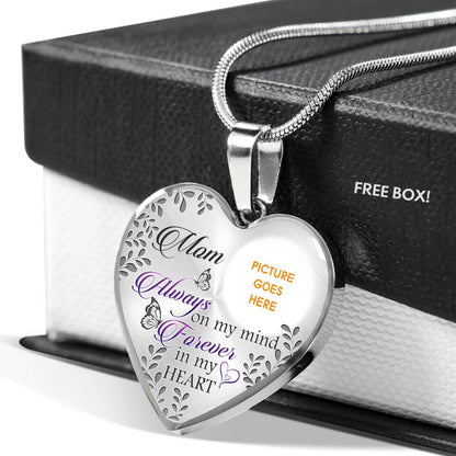 Personalized Memorial Heart Necklace Always On My Mind Forever In My Heart Custom Memorial Gift M777