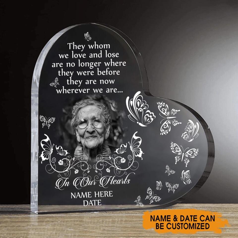 Personalized Memorial Heart Crystal Keepsake The Whom We Love Custom Memorial Gift M805