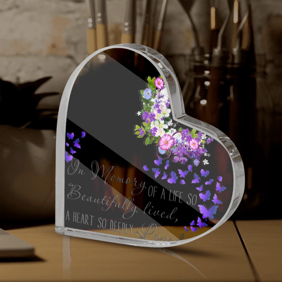 Personalized Memorial Heart Crystal Keepsake In Memory Of A Life So Beautifully Custom Memorial Gift M810