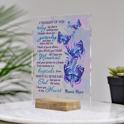 Personalized Memorial Rectangle Plaque I Thought Of You Custom Memorial Gift M812